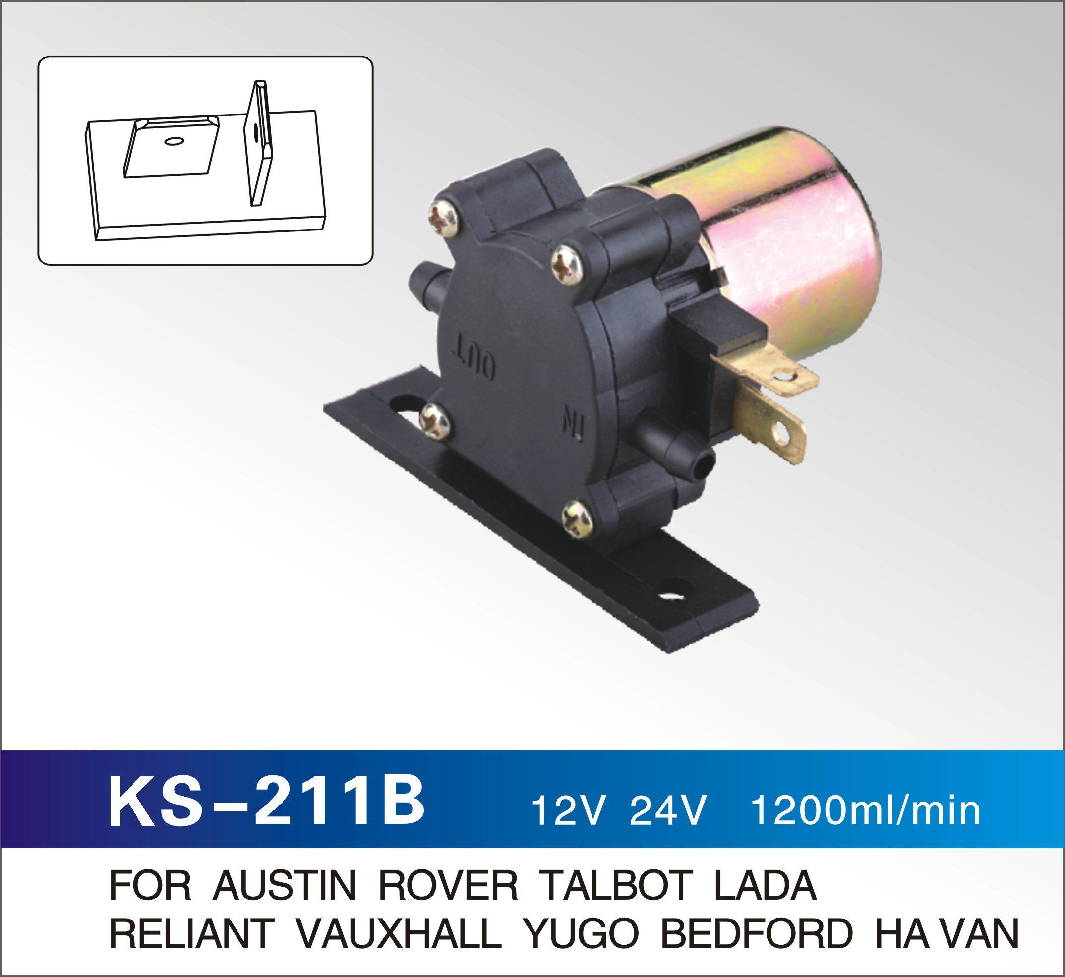 Windshield Washer Motor Pump for Austin Rover, Talbot, Lada, Reliant, Vauxhall, Yugo, Bedford Ha Van