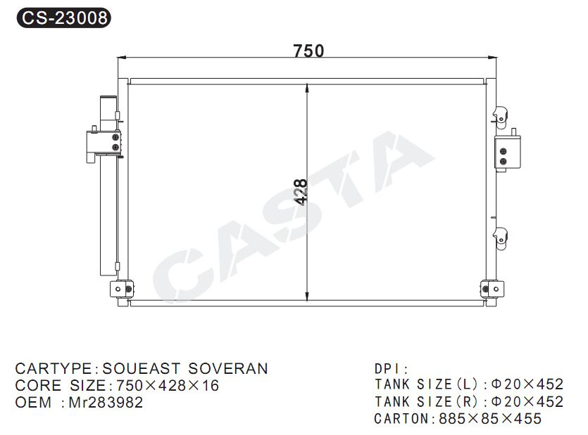Good quality condenser for Mitsubishi Soueast Soveran