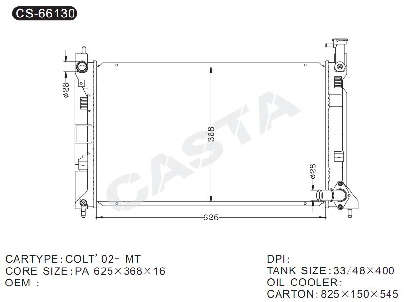 Promotional Aluminum Auto Radiator For Mitsubishi Colt'02-mt