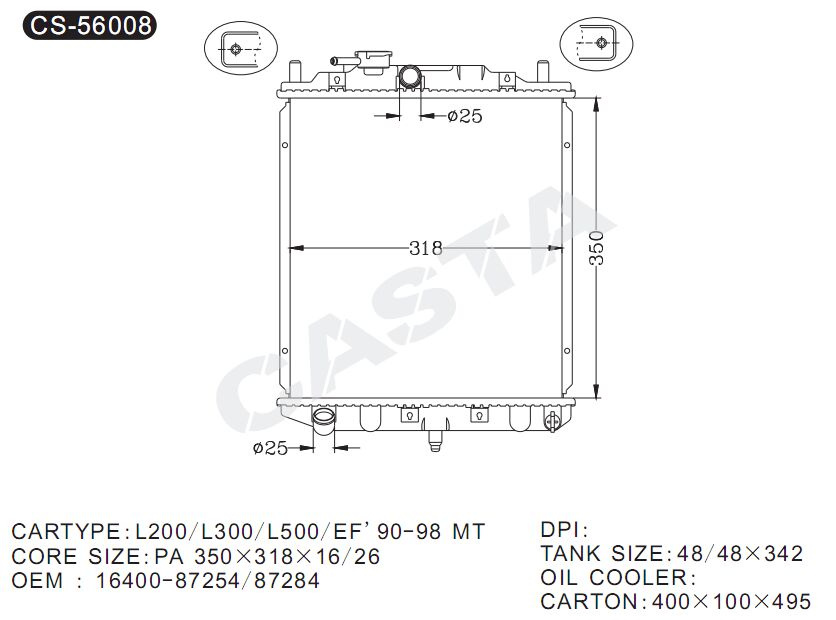 Car Parts Auto Radiator for Daihatsu L200/L300/L500 Mt