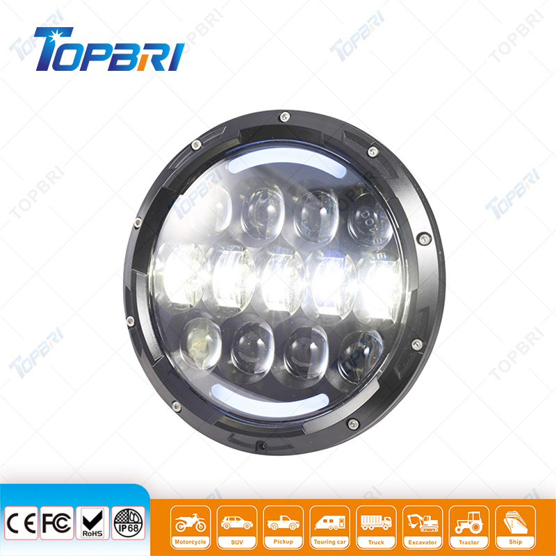 7inch Round 105W LED Headlight with Angel Eye for Harley