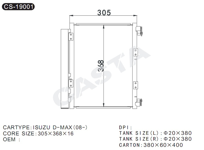 Auto Parts Condenser For Isuzi D-Max (08-)