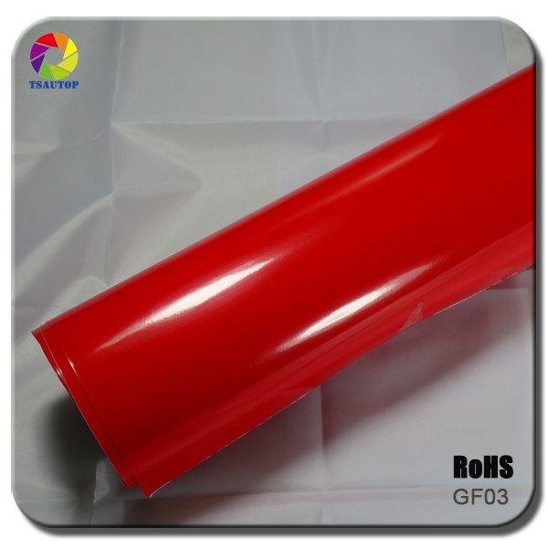 Tsautop Glossy Red Car Wrap Film with Air Channel