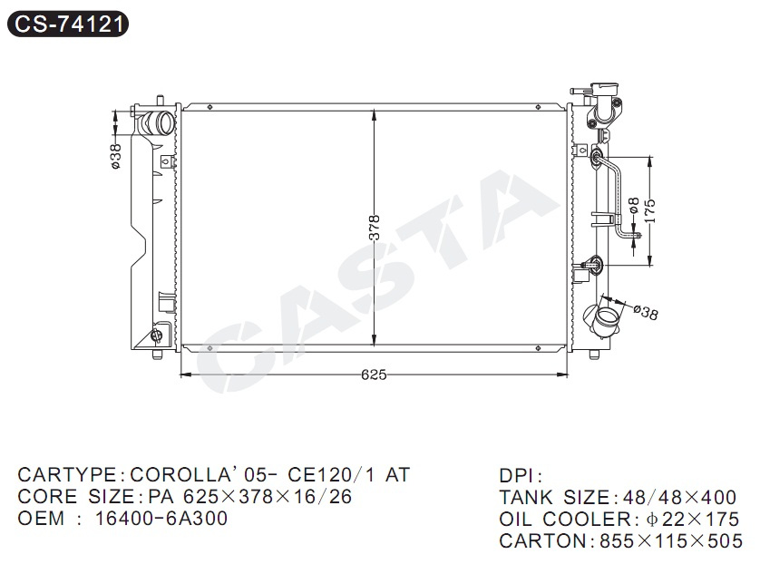 High Quality Radiator for Corolla'05-Ce120/1 at 16400-6A300