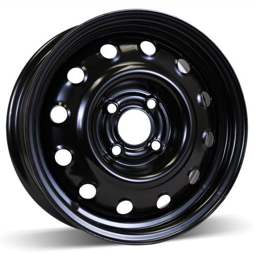 14X5.5 (4-100) Shiny Black Steel Snow Wheel
