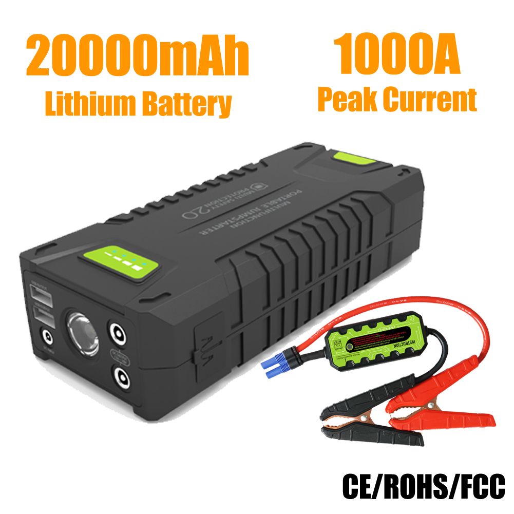 20000mAh 1000AMP Portable Jump Starter Car Battery Booster for Gasoline/Diesel Engines