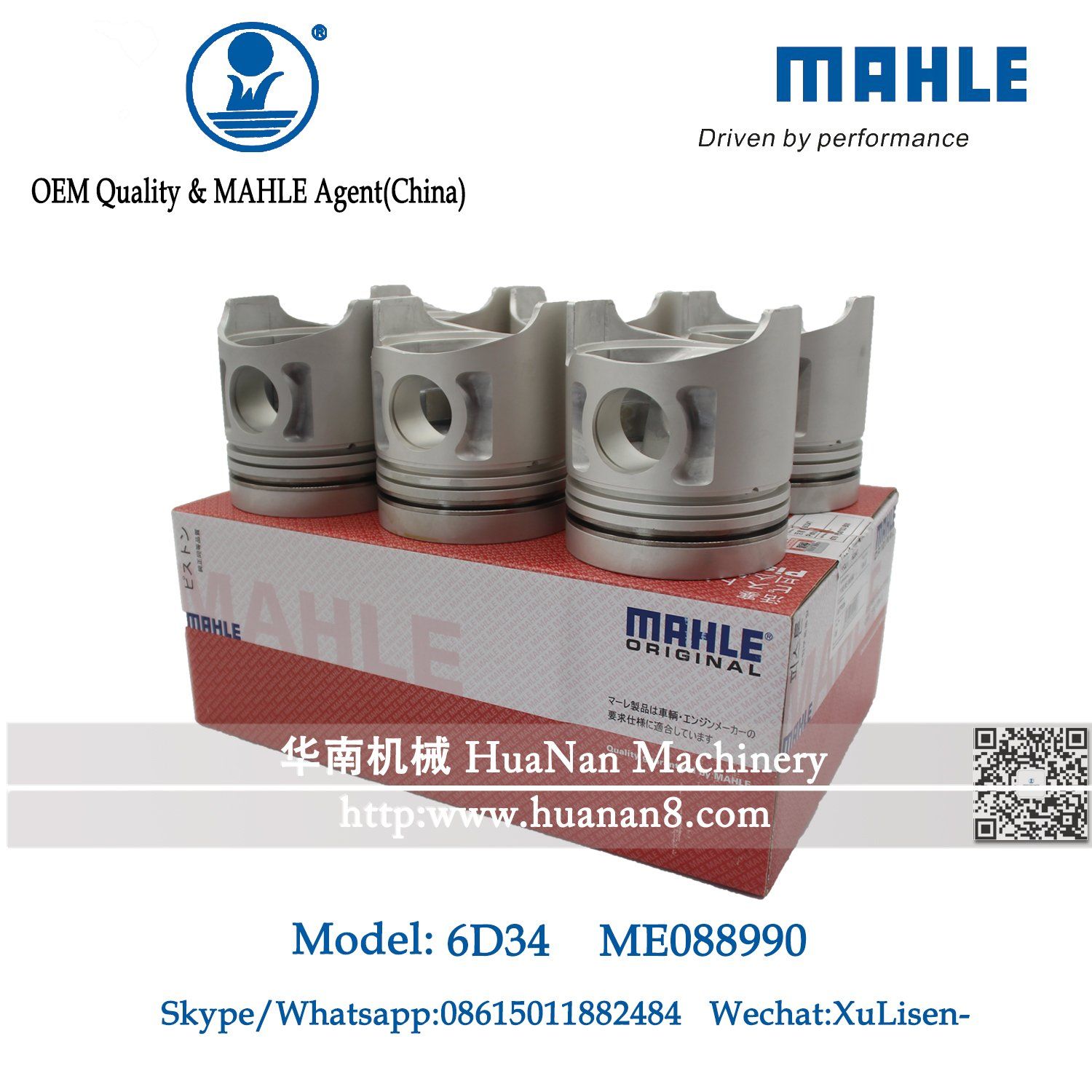 Mahle 6D34t 6D34 Me088990 Piston for Sk230-6 Excavator