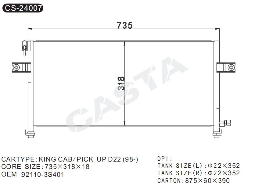 Advanced Auto Condenser for King Cab/Pick up D22 (98-) OEM: 92110-3s401
