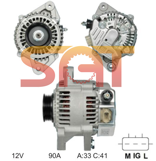 Nippondenso Alternator 27060-21020 Ja1595IR 13857