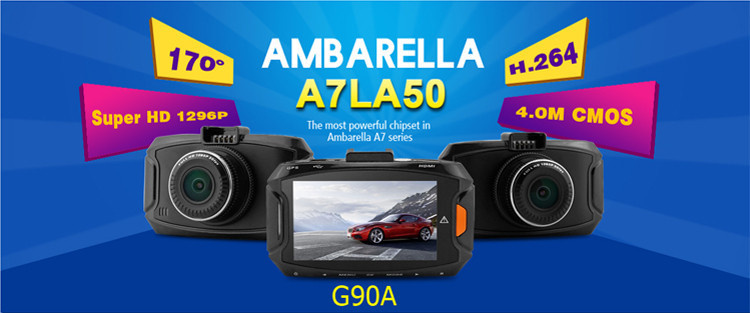 Original Car DVR Ambarella A7la50 Car Video Recorder Dash Cam Full HD 1296p 30fps 2.7