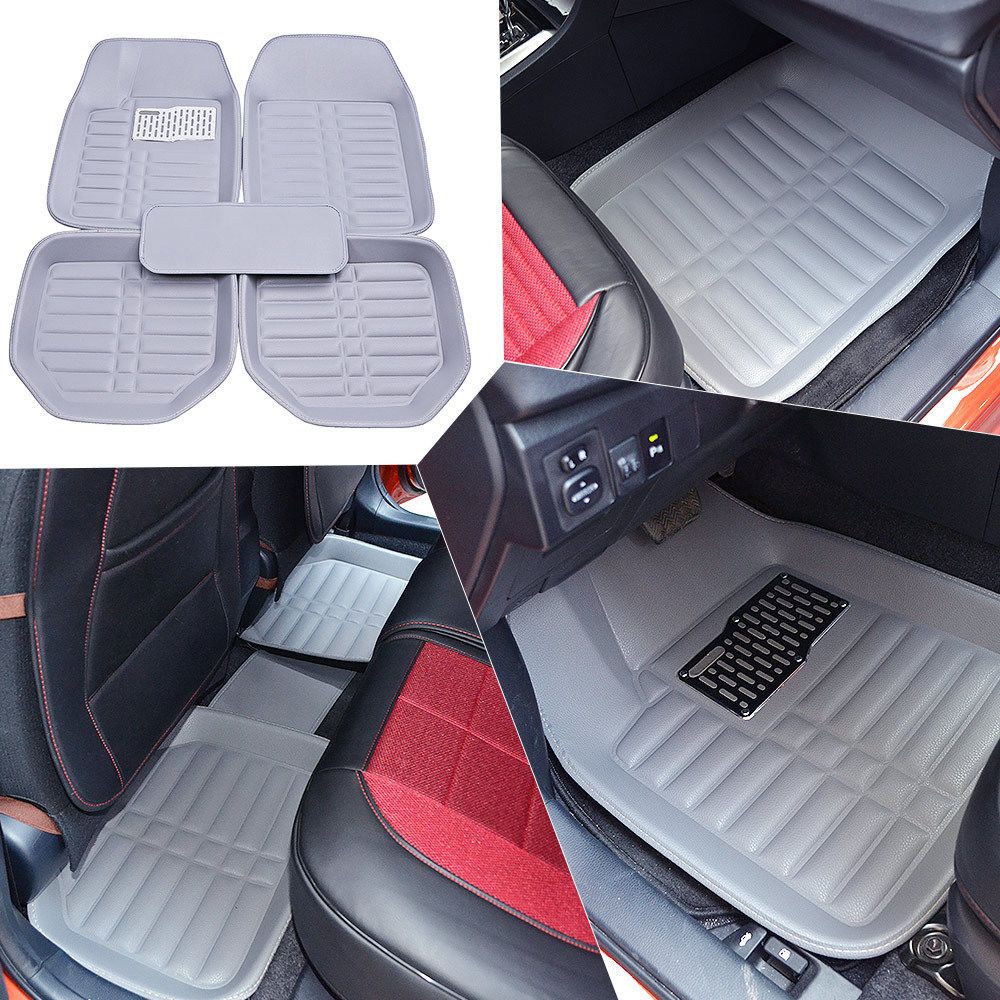 Gray Universal Floor Mat Front & Rear Liner Waterproof All Weather Us Stocks 5PC