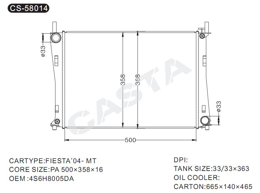 Auto engine radiator for Ford Fiesta'04-mt