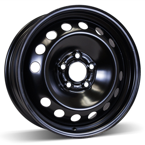 16X6.5 5-108 (5-4.25) Black Steel Winter Wheel