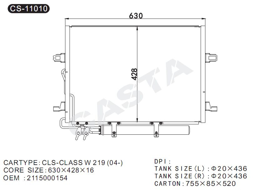 Car Auto Parts Condenser for Benz Cls-Class W219 (04-) OEM: 2115000154