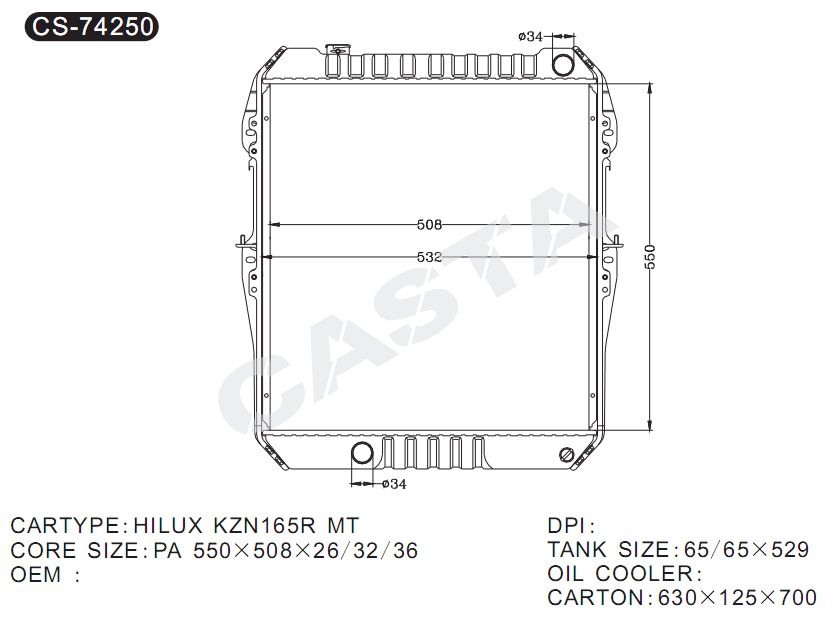 Smart Engine Radiator for Hilux Kzn165r Mt