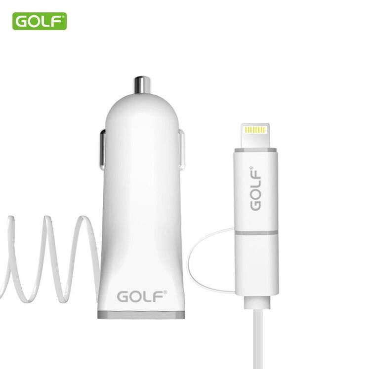 2.1A Quick Car Charger with 2in1 Cable for Smartphones and Tablets PC