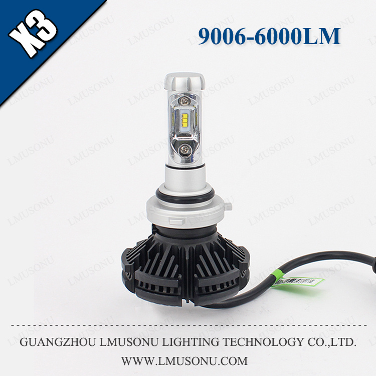 Lmusonu X3 9006 Auto Headlight 12V 24V 25W 6000lm LED Auto Light Spare Part