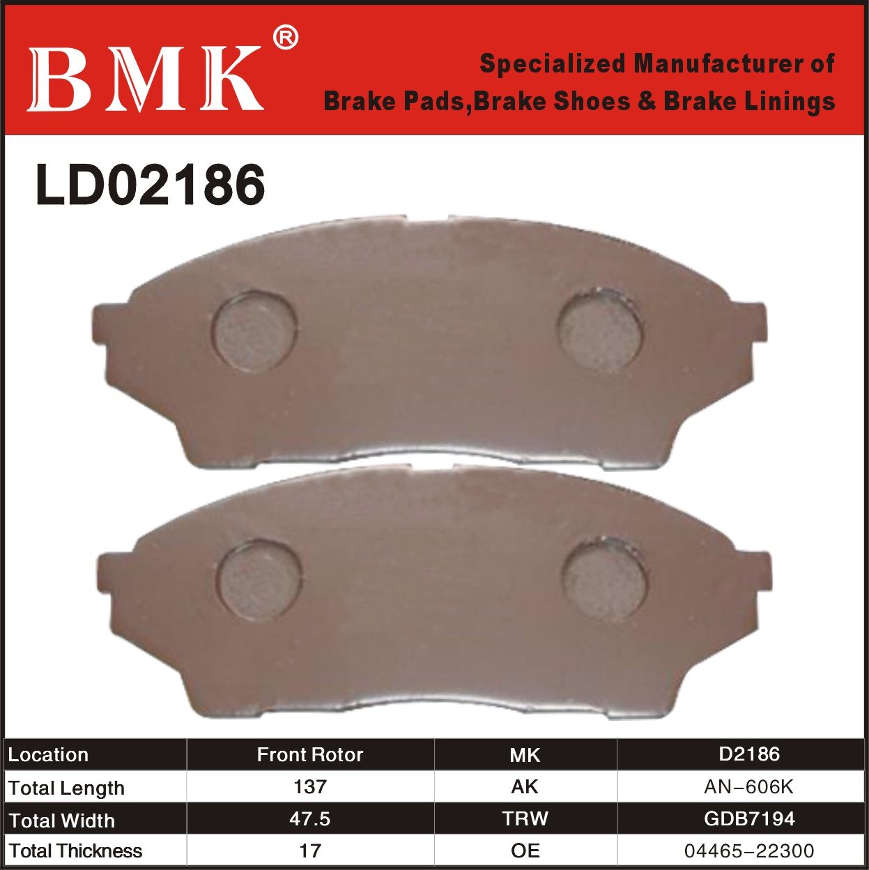 Advanced Quality Brake Pads (D2186)