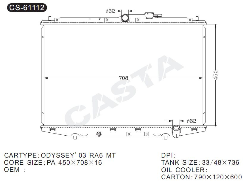 Excellent quality aluminum radiator for Honda Odyssey'03 Ra6 Mt