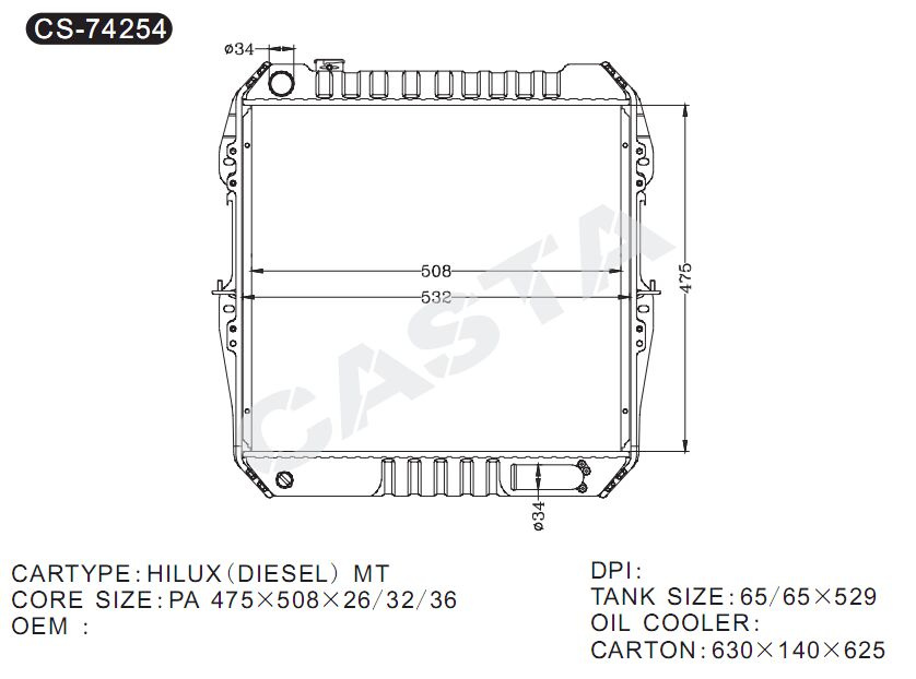 Competitive Rates Aluminum Radiator for Hilux (DIESEL) Mt