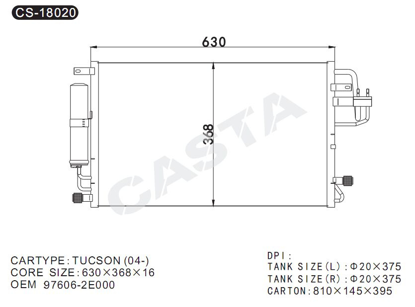 Supplier of Aluminum Auto Condenser for Hyundai Tucson (04-)