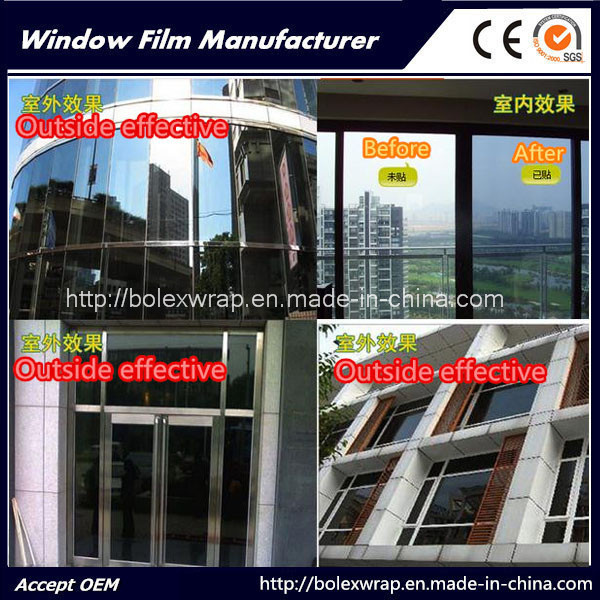 Black Silver Reflective One Way Mirror Solar Control Building Window Film for Building