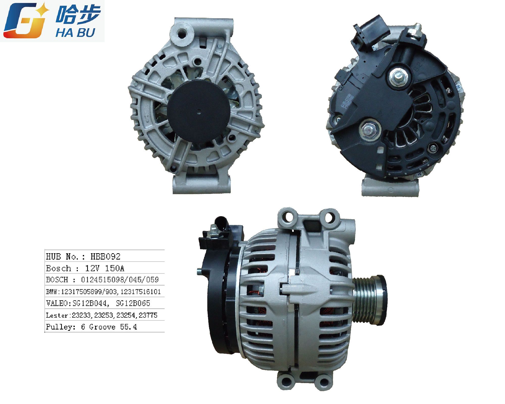 Auto/Car Alternator 12V 150A Bosch 0124325072 0124515098 0124525045