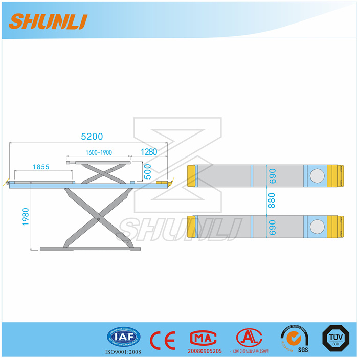 6500kg Automatic Lock Release Car Lift