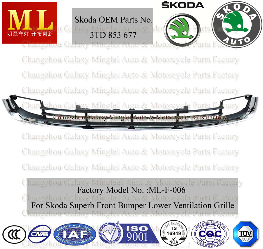 Front Bumper Ventilation Grille for Skoda Superb From 2008 (3T0 853 677)