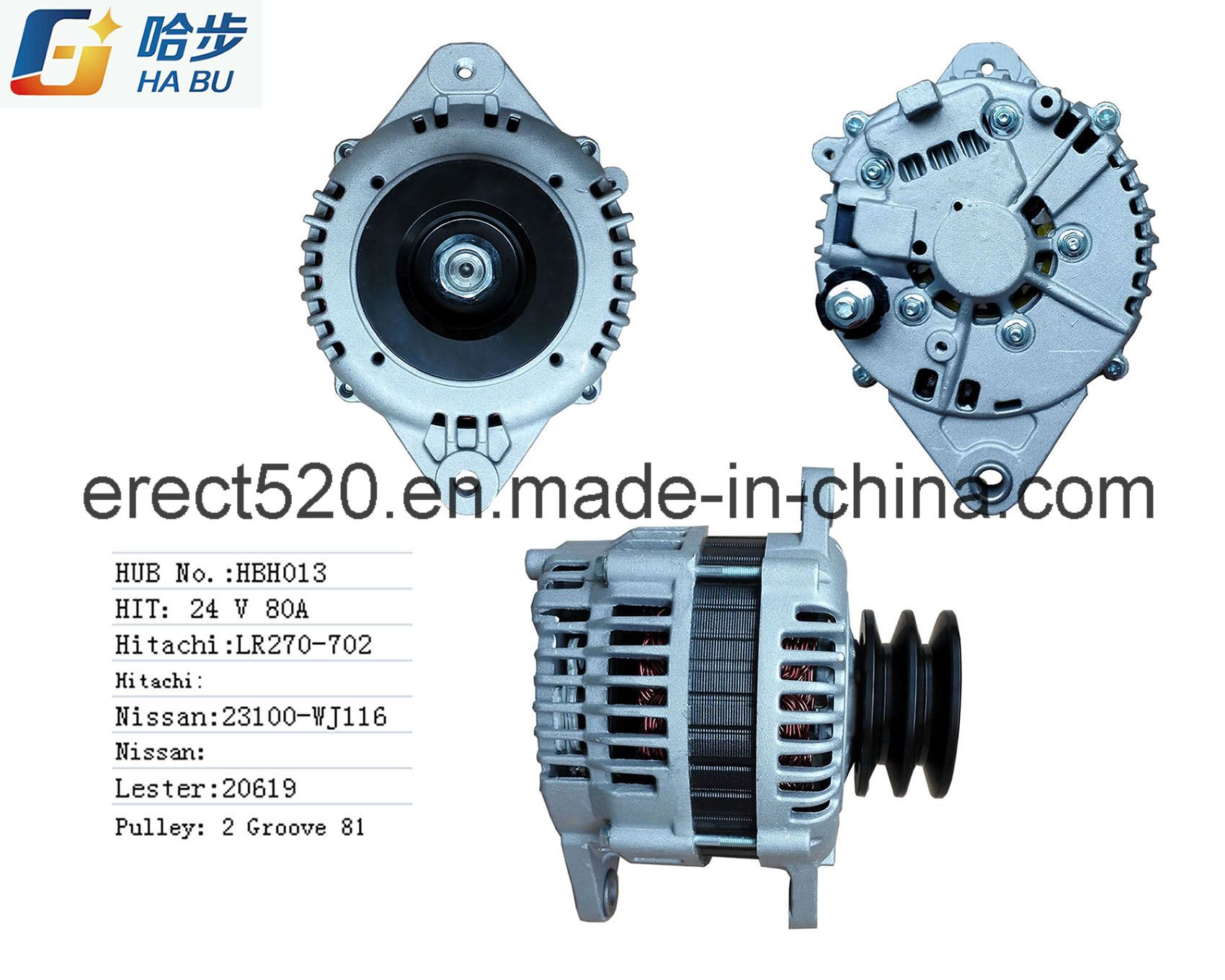 100% New Alternator Fits European for Nissan Td42 23100-Wj116 Lr270-702