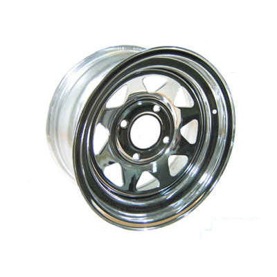 13X4.5 Triangular Chrome Trailer Wheel 4-100