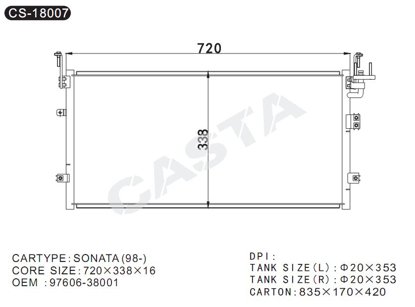 High Performance Auto Condenser For Hyundai Sonata (98-)