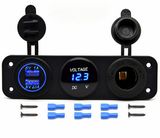 12V Car Dual USB Charger + Cigarette Lighter Socket + Voltmeter for Car and Boat