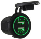 New 12-24V Laser Waterproof Dual USB Outlet Car Charger for iPad, I Phone