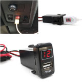 USB Car Charger with Voltmeter/LED Light USB Charger for Toyota