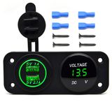 DC 12V - 24V LED Digital USB Voltmeter + Dual USB Power Socket Panel 2.1A/1A USB Charger for Car Boat Marine