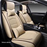 Deluxe PU Leather Car Seat Cover Set Cushion Headrest Universal 5 Seat Covers Protector Seat Automotive Accessories Interior