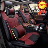 Black Top Microfiber Leather Car Seat Cover Front+Rear 5-Seats Cushion 4 Seasons