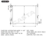 Hyundai aluminum radiator for Accent/Solaris'11-mt