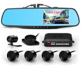 4.3 Inch Mirror DVR with 4 Parking Sensors for Car Reversing