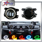 4 Inch LED Fog Light for Jeep Wrangler RGB Function Bluetooth Control LED Fog Lamp with Halo Ring