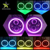 Waterproof IP67 High Low Beam Halo Ring Changing Colors RGB 7 Inch LED Round Headlight for Jeep Wrangler