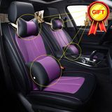 Universal Car Seat Cover PU Leather 5-Seats Front+Rear Cushion Full Set +Pillows