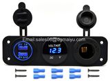 New Car Motorcycle Power Port Dual USB Adapter Charger +12V/24V Cigarette Lighter Socket + Digital Voltmeter for Phone iPod