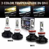 Super Bright Yellow White 6000lm 50W Headlamp Bulbs 12V Dual Color H4 LED 9004 9007 H13 H7 LED Headlight