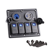 4 Gang Boat Rocker Switch Panel Dual USB Cigarette Lighter Socket Car Switch Panel LED Switch USB Marine Switch Panel