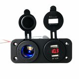 Cigarette Lighter Socket Dual USB 4.2A 12V-24V Digital for Motorcycle Car Phone 12V-24V