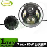 80W 7inch CREE Half Angel Eye LED Jk Headlight Light