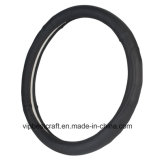 Steering Wheel Cover - Genuine Leather, Sporty Curves, Durable, Anti-Slip, 15 Inch Middle Size