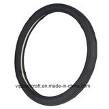 Steering Wheel Cover - Genuine Leather, Sporty Curves, Durable, Anti-Slip, 15 Inch Middle Size